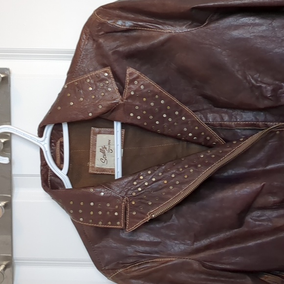 Scully Brown Leather and Studded Jacket - Picture 3 of 12
